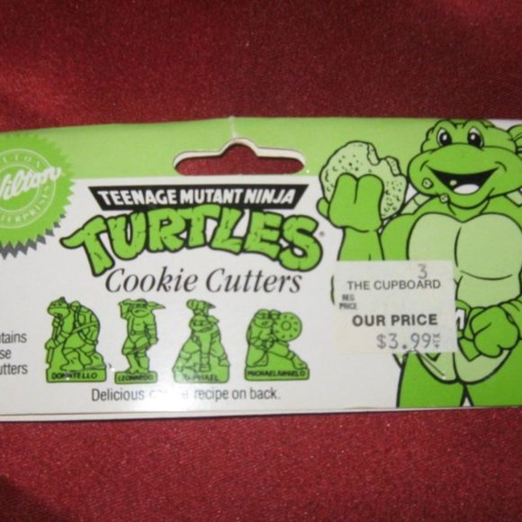 VINTAGE 1990 WILTON TMNT GREEN PLASTIC COOKIE CUTTERS SET OF 4 - Picture 8 of 9